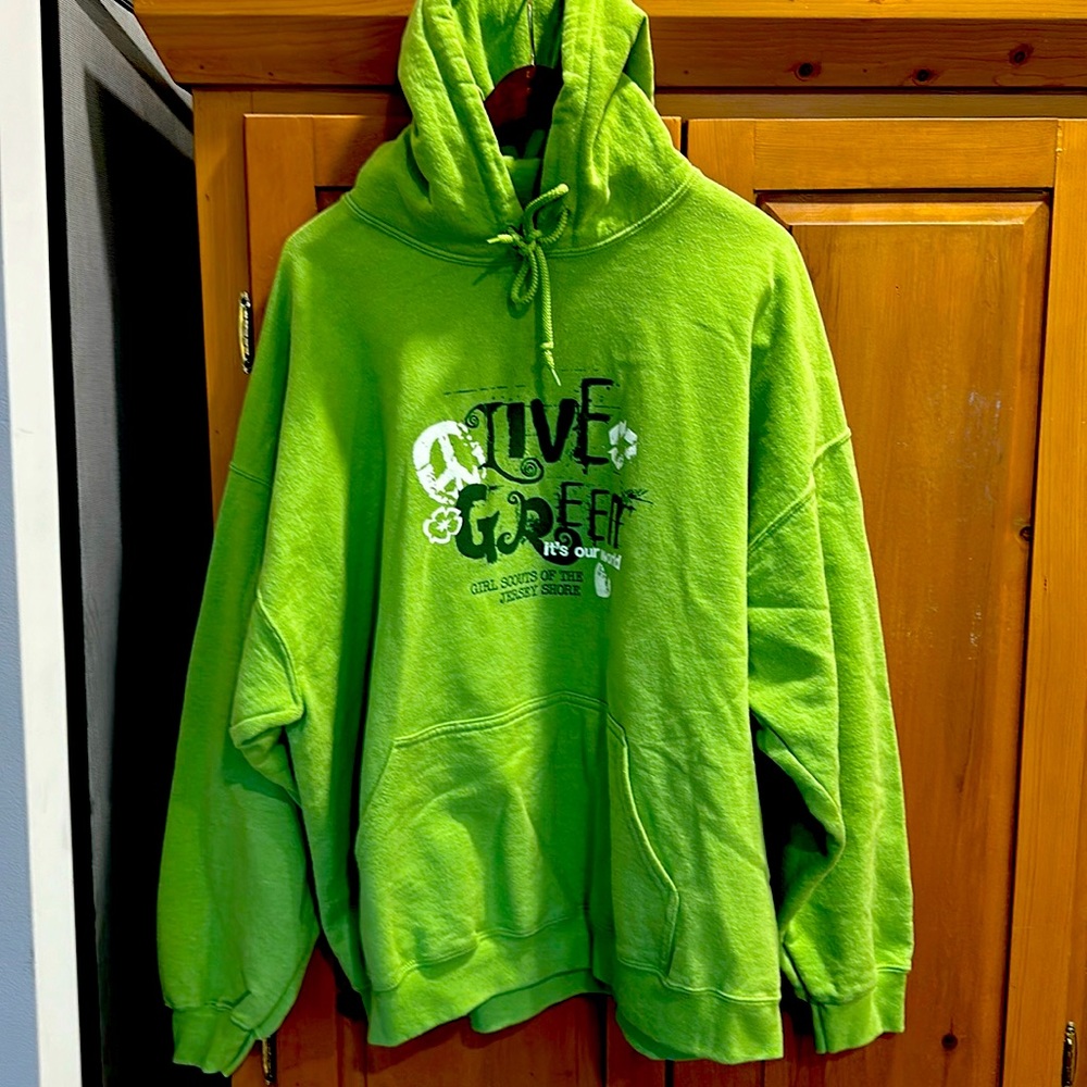 Heavy duty sweatshirt never worn 2xl. Girl Scout logo on front. Hood drawstring